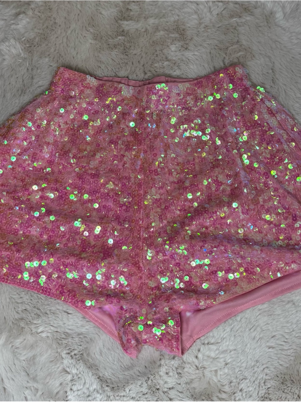 Pink Sequin Women’s High-Waist Shorts